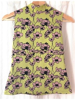 ZARA Sleeveless 70s Inspired Floral Patterned Knit Top Size S #retro #boho